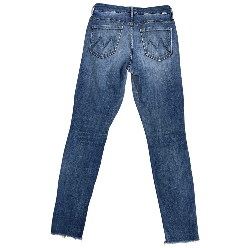 MOTHER High Waisted Looker Ankle Fray Skinny Jeans Womens‎ 26 Blue Denim